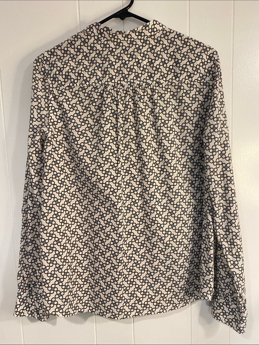 Talbots Cotton Blouse Geometric Print Preppy Office Career Cottagecore Top Large - Picture 7 of 11